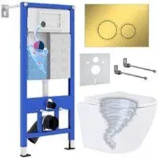 Унитаз подвесной Roxen Antares Tornado в комплекте с инсталляцией StounFix Dual Fresh 6 в 1 968356 (