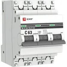 Выключатель автоматический EKF ВА 47-63 3P 63А (C) 4.5kA PROxima mcb4763-3-63C-pro