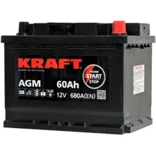 Автомобильный аккумулятор KRAFT AGM R+ (60 А·ч)