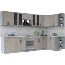 Готовая кухня Интерлиния Тренд 1.5x3.3 правая (луна/луна/бискайская сосна)