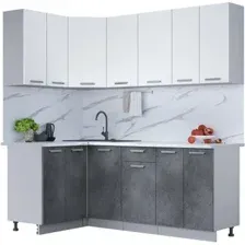 Готовая кухня Интерлиния Мила Лайт 1.2x2.0 (белый платинум/бетон портленд/белый гранит)