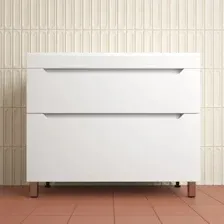 Symbolite Тумба с умывальником Остин 100 Plus 2 ящика + Фортуна 100x45 (белый/серый шелк)