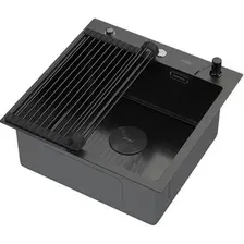 Кухонная мойка ARFEKA ECO AR мойка 500*500 POP-UP, роллер-мат, дозатор BLACK DECOR VOLCANIC ROCK