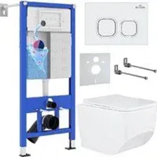 Унитаз подвесной Roxen Boro в комплекте с инсталляцией StounFix Dual Fresh 6 в 1 540025 (кнопка: бел