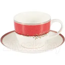 Чашка с блюдцем Gipfel Charlotte 51566 (белый/красный)