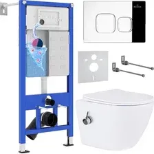 Унитаз подвесной Roxen Antares Bidet в комплекте с инсталляцией StounFix Dual Fresh 6 в 1 942567 (кнопка: хром глянец)