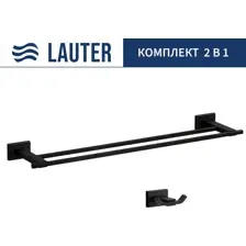 Набор аксессуаров для ванной Lauter 21TS1010 + 21TS1012 (Matt Black, 2 предмета)