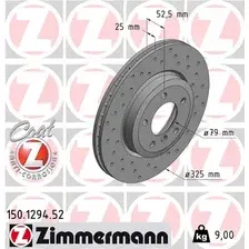 Тормозной диск ZIMMERMANN 150.1294.52 вентилируемый, перфорированный , передняя ось