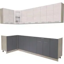 Готовая кухня Интерлиния Мила 12x27 без столешницы (вудлайн кремовый/антрацит)