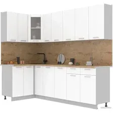 Готовая кухня Интерлиния Мила 12x25 (белый платинум/белый платинум глянец/дуб бунратти)