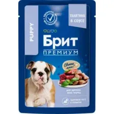 Влажный корм для собак Брит Premium для щенков всех пород с телятиной в соусе / 5053001 (85г)
