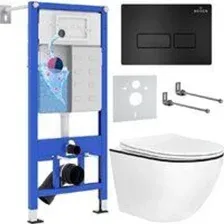 Унитаз подвесной Roxen Antares Black в комплекте с инсталляцией StounFix Dual Fresh 6 в 1 964755 (кн