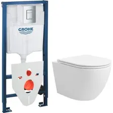 Унитаз подвесной Lauter Vortex 2110830+GROHE Rapid SL 38772001+37131000 с кнопкой (прямоугольная, хром)