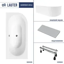 Ванна Lauter Bliss 170 L 21201071L (с ножками, серым подголовником, белый лиц экран)