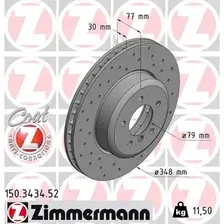 Тормозной диск ZIMMERMANN 150.3434.52 вентилируемый, перфорированный , передняя ось