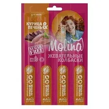 Molina Жевательные колбаски для кошек Курица и печень 20 г
