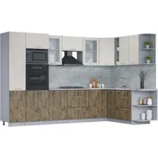 Готовая кухня Интерлиния Мила 1.88x3.2 правая (персидский жемчуг/дуб веллингтон/серый каспий)