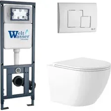 Унитаз подвесной Saniteco KW-9003W Rimles + WeltWasser Marberg 410 + Marberg 507 SE GL-WT