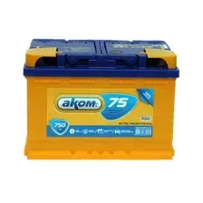 Автомобильный аккумулятор AKOM 6СТ-75 Евро R+ 750A (75 А/ч)
