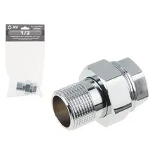 Американка прямая вн.-нар. 1/2" с уплотнительным кольцом, ХРОМ AV Engineering