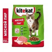 Корм сухой полнорационный Kitekat для взрослых кошек. Мясной пир.