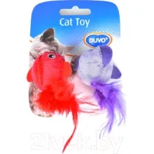 Игрушка для кошек Duvo Plus Плюшевые птицы с перьями / 1717027/DV (мультиколор)