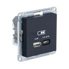 Розетка USB двойная скрытая 45 Вт SYSTEME (SCHNEIDER) ELECTRIC AtlasDesign карбон (ATN001029)