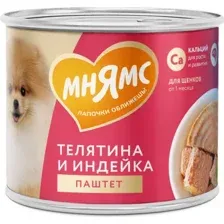 Консервированный корм для собак Мнямс Паштет из телятины и индейки 547255 200 г