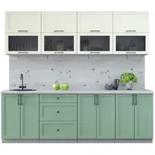Готовая кухня Интерлиния Тренд 2.4Б (мята/белый/бискайская сосна)