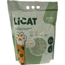 Наполнитель комкующийся для туалета LiCat Тофу зеленый чай 2,5кг 6л