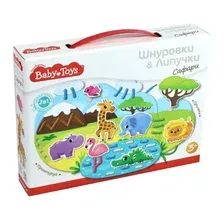 Развивающий игровой набор Baby Toys Шнуровки и липучки Сафари / 02928