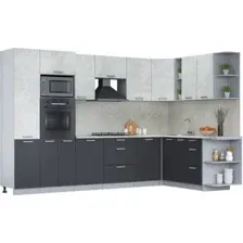 Готовая кухня Интерлиния Мила Лайт 1.88x3.2 правая (бетон лайт/антрацит/опал светлый)