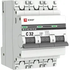 Выключатель автоматический EKF ВА 47-63 3P 32А (C) 4.5kA PROxima mcb4763-3-32C-pro