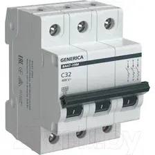 Выключатель автоматический Generica ВА 47-29М 3Р C 32А 4.5кА / MVA21-3-032-C-G