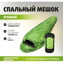 Спальный мешок Premier Fishing PR-SB-210x80-G (зеленый)