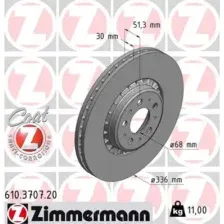 Тормозной диск ZIMMERMANN 610.3707.20 вентилируемый , передняя ось