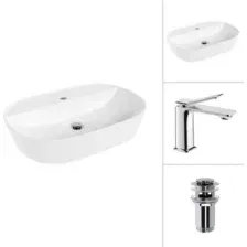 Умывальник со смесителем Lauter 21460-60 + Allure 21C618С с донным клапаном 21190CH (хром)