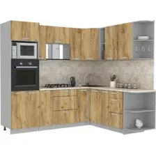 Готовая кухня Интерлиния Мила Лайт 1.88x2.4 правая (дуб золотой/дуб золотой/малага)