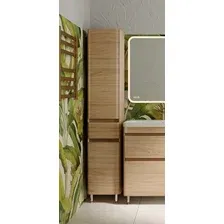 Symbolite Шкаф-пенал для ванной Атлантика 35 L Люкс Plus с корзиной (ясень перламутр)