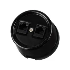 Розетка двойная компьютерная 2*RJ45 черная «Болонь» TDM