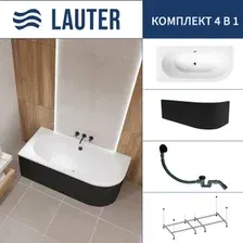 Ванна Lauter Bliss 150 L 21201051L (с каркасом, лицевым экраном черного цвета и сифоном 21Y31001 матовый черный)