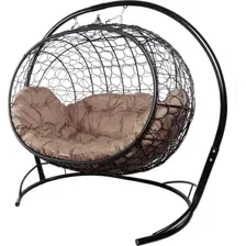 Подвесной диван M-Group Улей 11210405 (черный ротанг/коричневая подушка)