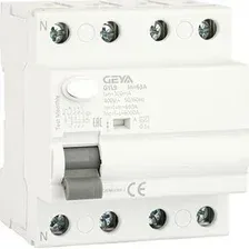 Устройство защитного отключения GEYA GYL9-4P-63A-300mA 4P 63A 6 kA 300mA A 4M GYL94P63A300
