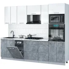 Готовая кухня Интерлиния Мила Gloss 2.65-ПМ3 (керамика/белый глянец/белый гранит)