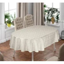 Скатерть DO&CO Karanfil Овальная 160x220 / 12225 (кремовый)