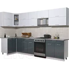 Готовая кухня Интерлиния Мила Gloss 60-12x31 (белый/асфальт глянец)