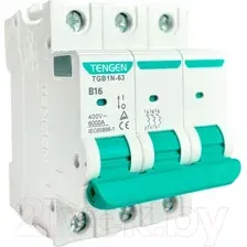 Выключатель автоматический Tengen TGB1N-63 3P 16A B 6kA 3M / TGB1N-63-3-16B