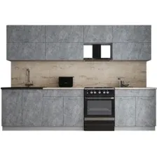 Готовая кухня Интерлиния Мила Gloss 60-30 (керамика/керамика/травертин серый)