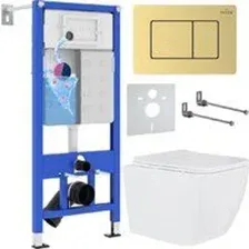 Унитаз подвесной Roxen Cube в комплекте с инсталляцией StounFix Dual Fresh 6 в 1 968469 (кнопка: бра