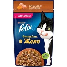 Пресервы Felix Sensations в желе с курицей и морковью 75 г